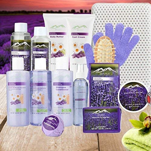 Premium Bath & Body Gift Basket. Ultimate Large Spa Basket! #1 Spa Gift Baskets for Women. Pampering Home Spa Kit - Natural Organic & Infused with Essential Oils! (Extra Large Lavender Bath Gift)