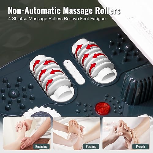 Niksa Foot Spa Bath Massager with Heat, Bubbles, Vibration and Red Light, 4 Massage Roller Pedicure, Tub for Feet Stress Relief, Foot Soaker with Mini Acupressure Massage Points Temperature Control