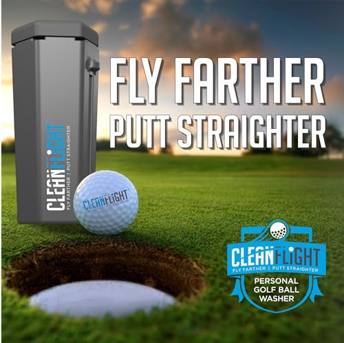 Premium Golf Ball Washer - Portable Cleaner for Golf Bag or Cart - Best Golf Accessories Gifts for Men & Women.