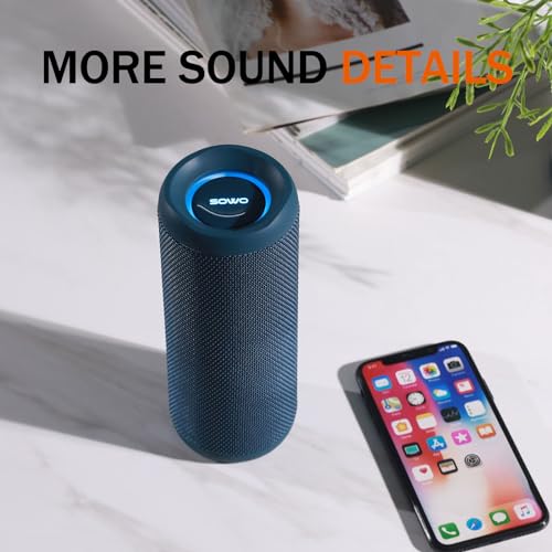 Portable Bluetooth Speaker, IPX7 Waterproof Wireless Bluetooth Speaker, Bassboom Technology, 25W Loud Stereo Sound, LED Light with TWS Pairing, 16H Playtime for Home and Outdoor -Blue