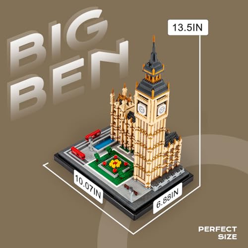 Real Big Ben Micro Building Blocks Set (3900+PCS) - World Famous Architectural Model Toys Gifts for Kid and Adult