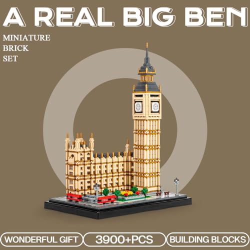 Real Big Ben Micro Building Blocks Set (3900+PCS) - World Famous Architectural Model Toys Gifts for Kid and Adult