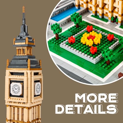 Real Big Ben Micro Building Blocks Set (3900+PCS) - World Famous Architectural Model Toys Gifts for Kid and Adult