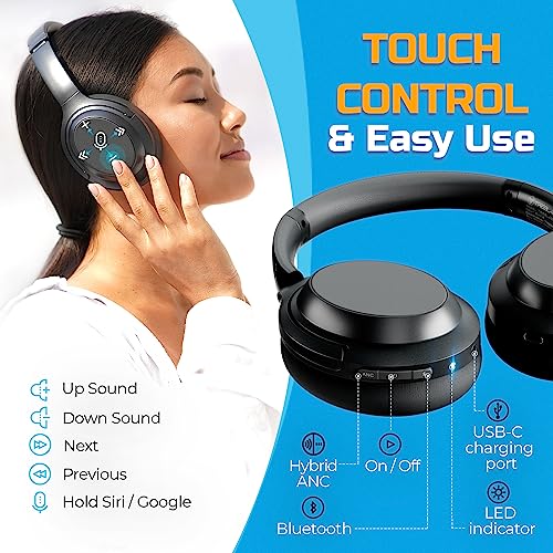 TREBLAB Z7 Pro - Hybrid Active Noise Cancelling Headphones - Pure aptX-HD Sound - 45H Playtime, Fast Charging - Over Ear Wireless Bluetooth Headphones