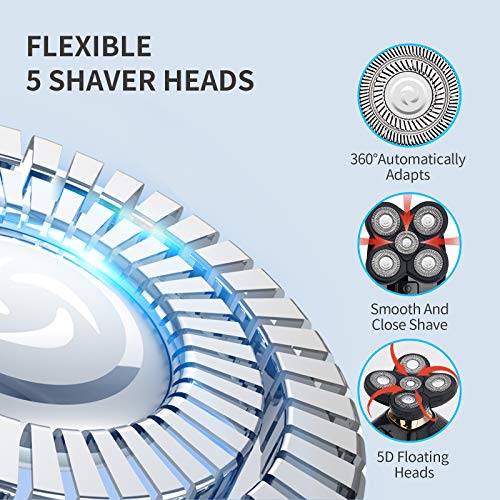 4 in1 Electric Head Shaver Bald Shaver Set Wet Dry Cordless Shaver for Men with Clippers Nose & Ear Trimmer Facial Cleansing Rechargeable Razors IPX6 Waterproof