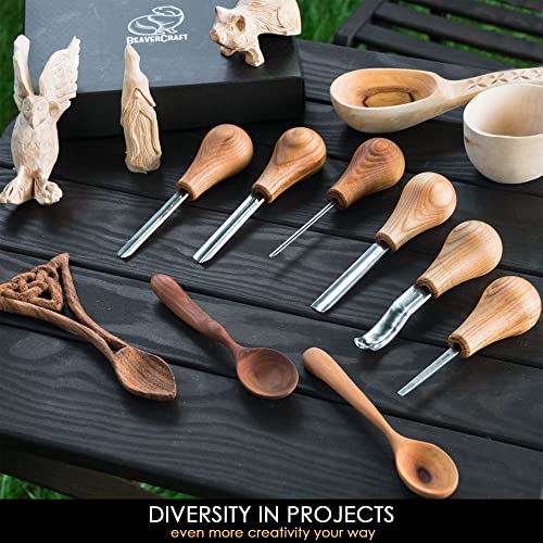 BeaverCraft Wood Carving Tools SC05 Wood Carving Kit Wood Carving Set Wood Carving Knife Woodcarving Tools Wood Carving Palm Gouges Wood Chisels Carving Tools Woodworking Kit Carving Knife Woodworking