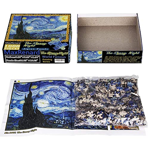 MaxRenard Starry Night Puzzle 1000 Pieces Van Gogh Puzzle 1000 Piece Puzzles for Adults Artwork Jigsaw Puzzle Family Game Puzzle