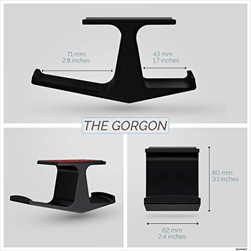 BRAINWAVZ The Gorgon - Under Desk Game Controller & Headphone Holder for XBOX, PS4, PS5, Series One, Steelseries, PC & Most Gamepads & Headsets, Screwless Hanger Stand, Black