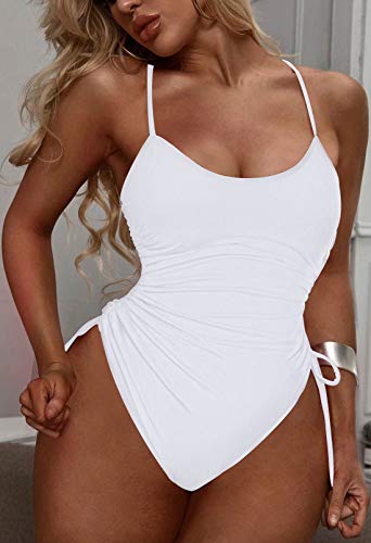 Viottiset Women's Ruched High Cut One Piece Swimsuit Tummy Control Bathing Suit Monokini