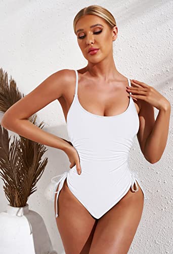 Viottiset Women's Ruched High Cut One Piece Swimsuit Tummy Control Bathing Suit Monokini