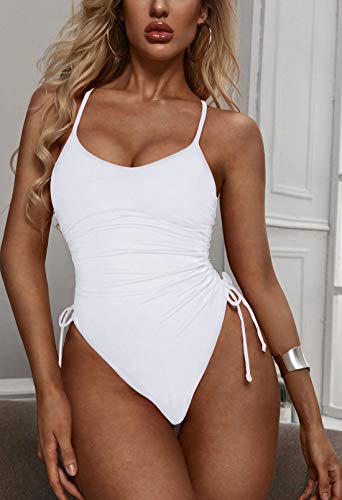 Viottiset Women's Ruched High Cut One Piece Swimsuit Tummy Control Bathing Suit Monokini