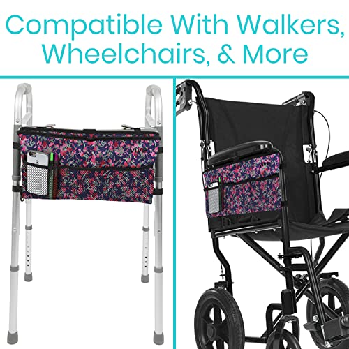 Vive Walker Bag - Accessories Wheelchair Basket Pouch (Water Resistant) - Seniors Caddy Accessory Attachment for Folding, Rolling Walkers - Carry Storage Carrier Tote - Lightweight, Universal Size