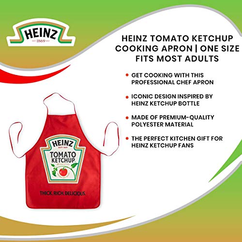 Heinz Tomato Ketchup Cooking Apron | BBQ Grilling And Cooking Essentials | Serving Chef Apron With Long Ties | Home Kitchen Gift Ideas | One Size Fits Most Adults