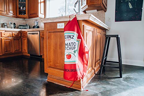 Heinz Tomato Ketchup Cooking Apron | BBQ Grilling And Cooking Essentials | Serving Chef Apron With Long Ties | Home Kitchen Gift Ideas | One Size Fits Most Adults