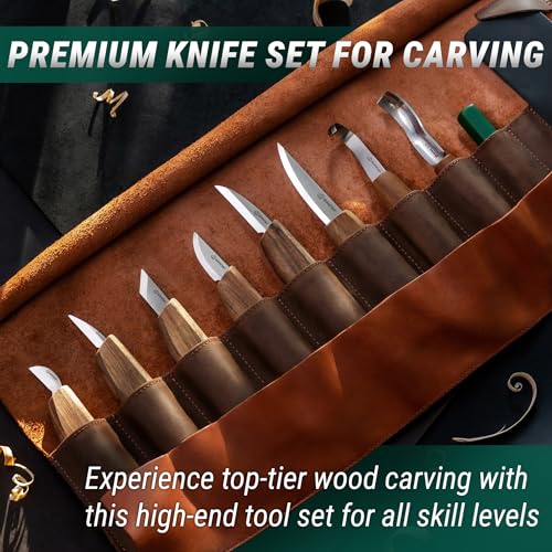 BeaverCraft Deluxe Wood Carving Kit S18X - Wood Carving Knife Set - Spoon Carving Tools Set - Whittling Knives Kit - Woodworking Kit Wood Carving Tools Kit Large Whittling Kit S18X