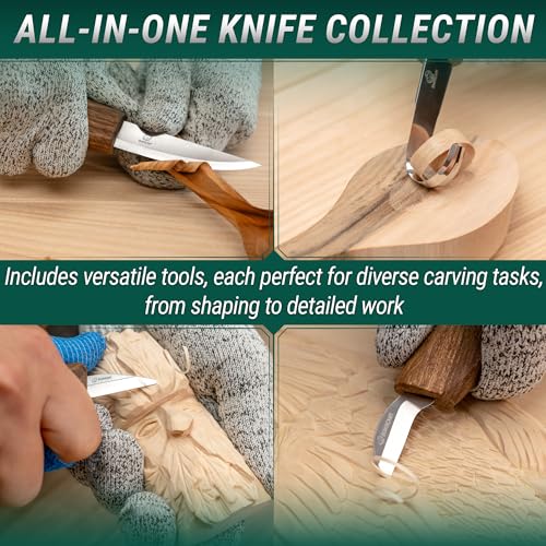 BeaverCraft Deluxe Wood Carving Kit S18X - Wood Carving Knife Set - Spoon Carving Tools Set - Whittling Knives Kit - Woodworking Kit Wood Carving Tools Kit Large Whittling Kit S18X