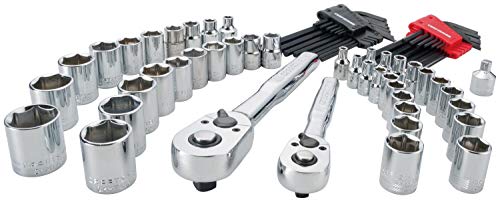 CRAFTSMAN VERSASTACK Mechanic Tool Set, 71-Piece, 1/4-in and 3/8-in Drive, SAE and Metric, Ratchets, Sockets, Hex Keys, Adaptor and More, Polish Chrome Finish (CMMT45071)