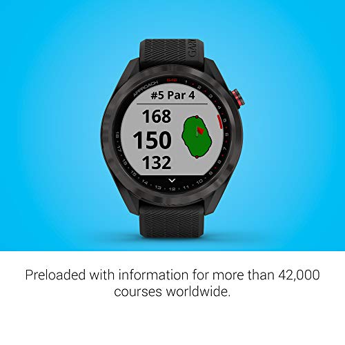 Garmin Approach S42, GPS Golf Smartwatch, Lightweight with 1.2" Touchscreen, 42k+ Preloaded Courses, Gunmetal Ceramic Bezel and Black Silicone Band, 010-02572-10