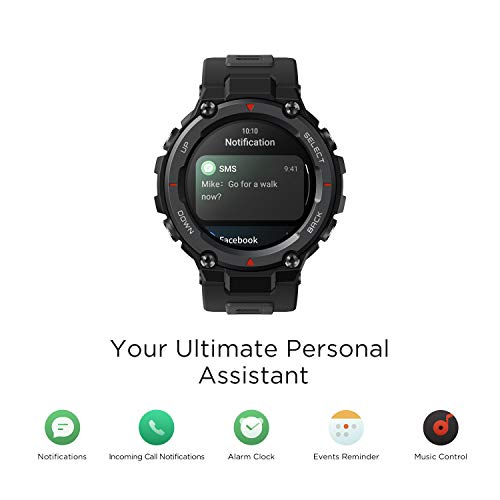 Amazfit T-Rex Pro Smart Watch, Rugged Military Certified, GPS, 18-Day Battery, Heart Rate Monitoring & VO2 Max, Sleep & Health Monitoring, 10 ATM Water-Resistant, with AI Fitness App (Black)