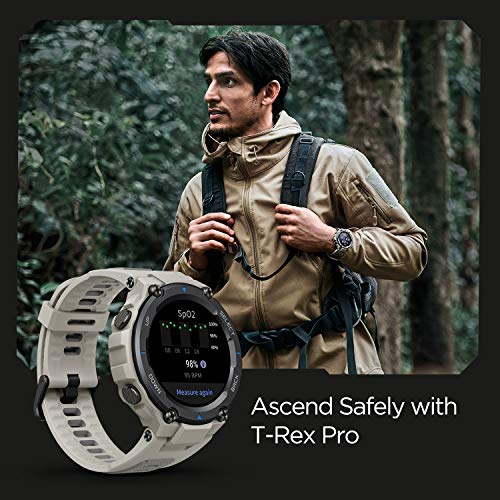 Amazfit T-Rex Pro Smart Watch, Rugged Military Certified, GPS, 18-Day Battery, Heart Rate Monitoring & VO2 Max, Sleep & Health Monitoring, 10 ATM Water-Resistant, with AI Fitness App (Black)