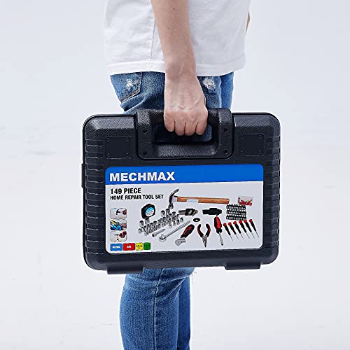 149 Piece MECHMAX Home Repair Tool Set with Tool Box Storage Case, for Household, Garage, Car, Apartment, Office, Dorm, New House, Back to School, and as A Gift