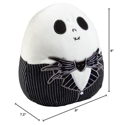 Squishmallows Original 8-Inch Jack Skellington - Nightmare Before Christmas - Official Jazwares Halloween Plush - Collectible Soft & Squishy Stuffed Animal Toy - Gift for Kids, Girls & Boys