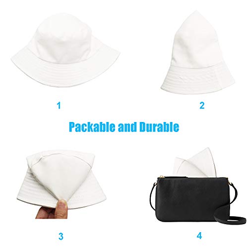 Sydbecs Bucket Hat for Women Men, Reversible Cotton Summer Sun Beach Cap Solid Color Style