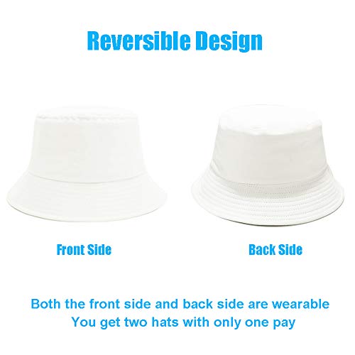 Sydbecs Bucket Hat for Women Men, Reversible Cotton Summer Sun Beach Cap Solid Color Style