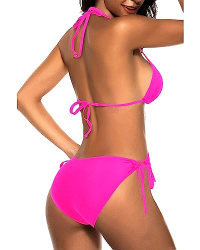 Tempt Me Women Triangle Bikini Sets Halter Two Piece Sexy Swimsuit String Tie Side Bathing Suit