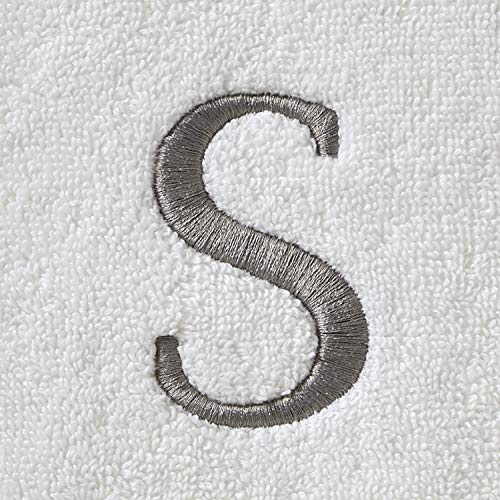 SKL Home Casual Monogram Hand Towel Set, S, 16x26, White 2 Count