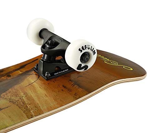 Sefulim 31 x 8 Inch Complete Skateboard 7 Layer Canadian Maple Double Kick Deck Concave Cruiser Trick Skateboard for Boys Girls Teens Adults Beginner