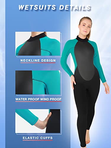 Wetsuit Men 4/5mm Womens Neoprene Full Body Thermal Scuba Diving Suits, 3/4mm One Piece Wet Suit Cold Water Swimsuits for Surfing Snorkeling