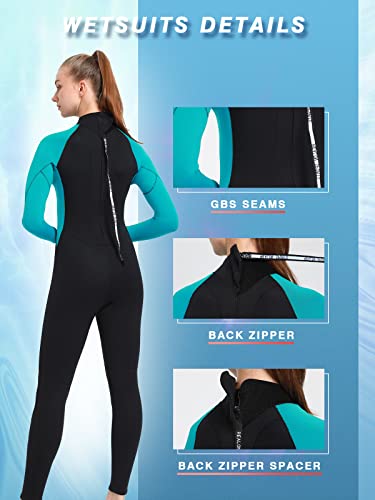 Wetsuit Men 4/5mm Womens Neoprene Full Body Thermal Scuba Diving Suits, 3/4mm One Piece Wet Suit Cold Water Swimsuits for Surfing Snorkeling