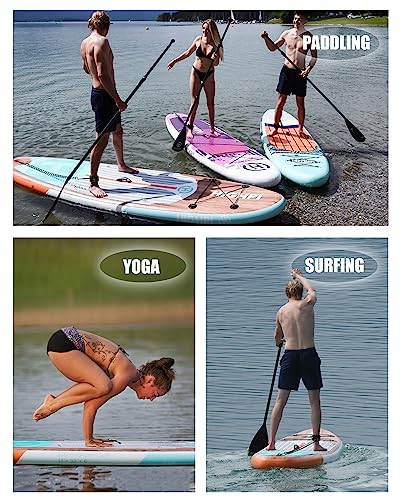 Highpi Inflatable Stand Up Paddle Board 11'x33''x6''W Premium SUP Accessories, Backpack, Wide Stance, Surf Control, Non-Slip Deck, Leash, Paddle and Pump,Standing Boat for Youth & Adult