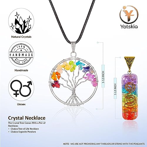 YATSKIA Chakra Crystal Tree - Handmade Healing Crystal Tree with 7 Chakra Stones - Decorative Tree of Life for Meditation, Feng Shui, and Home Decor - Unique Birthday Gifts for Women