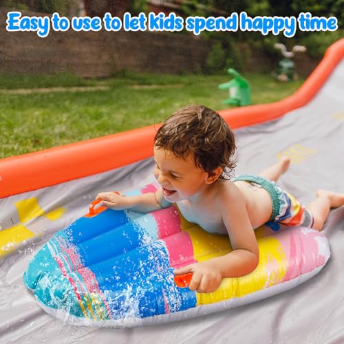 2Pcs Inflatable Bodyboard with Handles - Portable Surf Body Board Lightweight Swimming Floating Surfboard for Lawn Slide Water Kids Learn to Swim Summer Beach Fun Activity