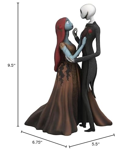 Enesco Disney Showcase Couture de Force The Nightmare Before Christmas Jack and Sally Embracing Figurine- Resin Hand Crafted Painted Collectible Halloween Disney Figurines Home Decor Statue, 9.5 Inch