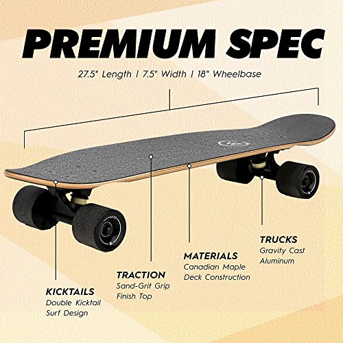 Magneto Complete Skateboard | 27.5" x 7.5" | Canadian Maple Wood | 60 MM Urethane Wheels | Double Kick Concave Deck | Kids Skateboard Cruiser Skateboards | Skateboard for Beginners, Teens & Adults