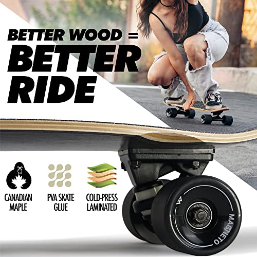 Magneto Complete Skateboard | 27.5" x 7.5" | Canadian Maple Wood | 60 MM Urethane Wheels | Double Kick Concave Deck | Kids Skateboard Cruiser Skateboards | Skateboard for Beginners, Teens & Adults