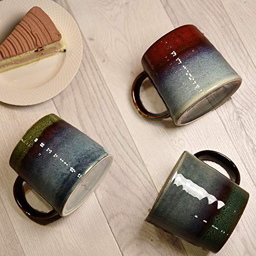 wewlink Large Ceramic Coffee Mug, Pottery Mug,Tea Cup for Office and Home,Handmade Pottery Coffee Mugs,16.5 Oz,Dishwasher and Microwave Safe,kiln altered glaze craft (Green)