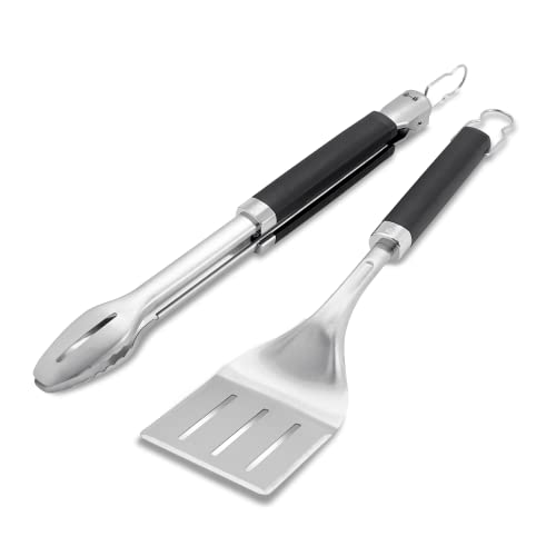 Weber Precision Tongs & Spatula Grilling Tool Set, Stainless Steel