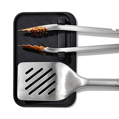 OXO Good Grips Grilling, 3pc Set - Tongs, Turner and Tool Rest, Black