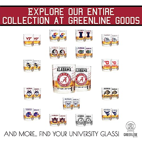 The University Of Alabama Whiskey Glass Set (2 Low Ball Glasses) - Contains Full Color Alabama Logo & Campus Map - Alabama Gift Idea for College Grads & Alumni - College Cocktail Glassware