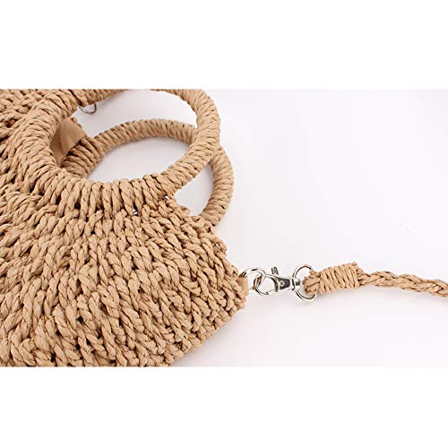 Mini Semi-circle Rattan Straw Bag, Hand-woven Women Summer Retro Beach Tote Shoulder Bag Crossbody Travel Beach Bag