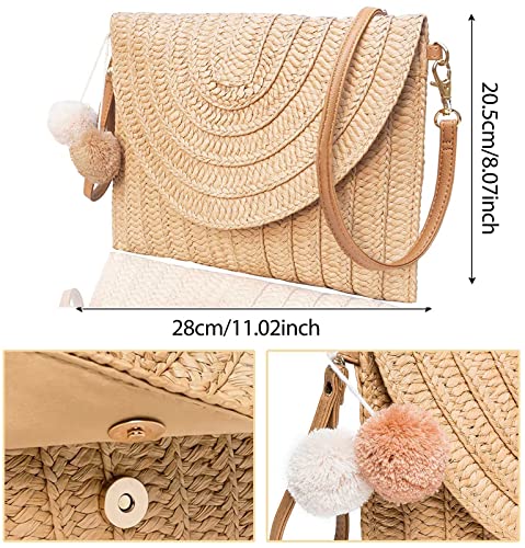 Dailyacc Straw Shoulder Bag For Women Woven Purse Beach Envelope Clutch Straws Wallet