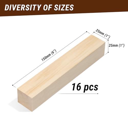 BeaverCraft BW16 pcs Basswood Carving Blocks Carving Wood Whittling Wood Bass to Carve Soft Wood Carving Kit for Beginners Block of Wood for Crafts Unfinished Wood Blocks Wooden Block Set