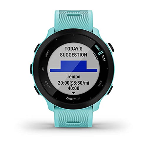 Garmin Forerunner 55, GPS Running Watch with Daily Suggested Workouts, Up to 2 weeks of Battery Life, Aqua