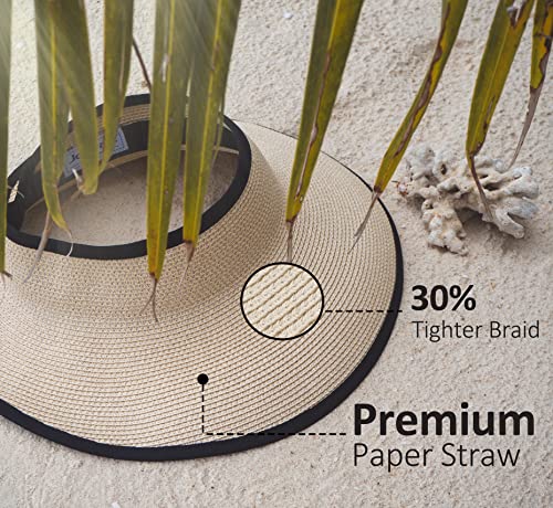 Joywant Sun Visor Hats for Women, Women's Summer Ponytail Foldable Straw Beach Hat with UPF 50+