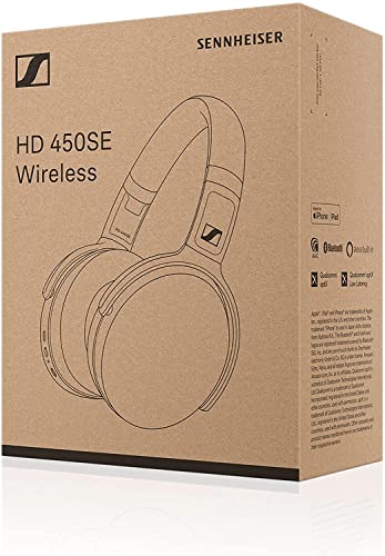 Sennheiser Consumer Audio HD 450SE Black Bluetooth 5.0 Wireless Headphone with Alexa Built-in - Active Noise Cancellation, 30-Hour Battery Life, USB-C Fast Charging, Foldable - Black