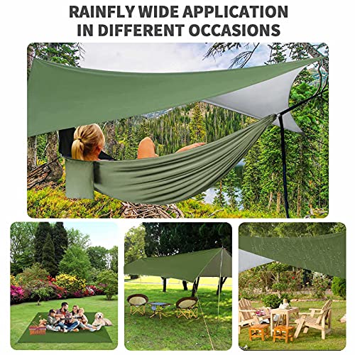 Camping Hammock - Hammocks with Mosquito Net Tent and Rain Fly Tarp, Portable Single & Double Nylon Parachute Hammock with Heavy Duty Tree Strap, Indoor Outdoor Backpacking Survival Travel